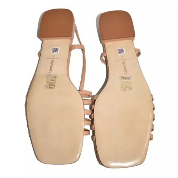 $330 LARROUDE MARIA LEANDRA FLAT SANDAL CAGE LEATHER TAN 11 (DB36) - Picture 6 of 7